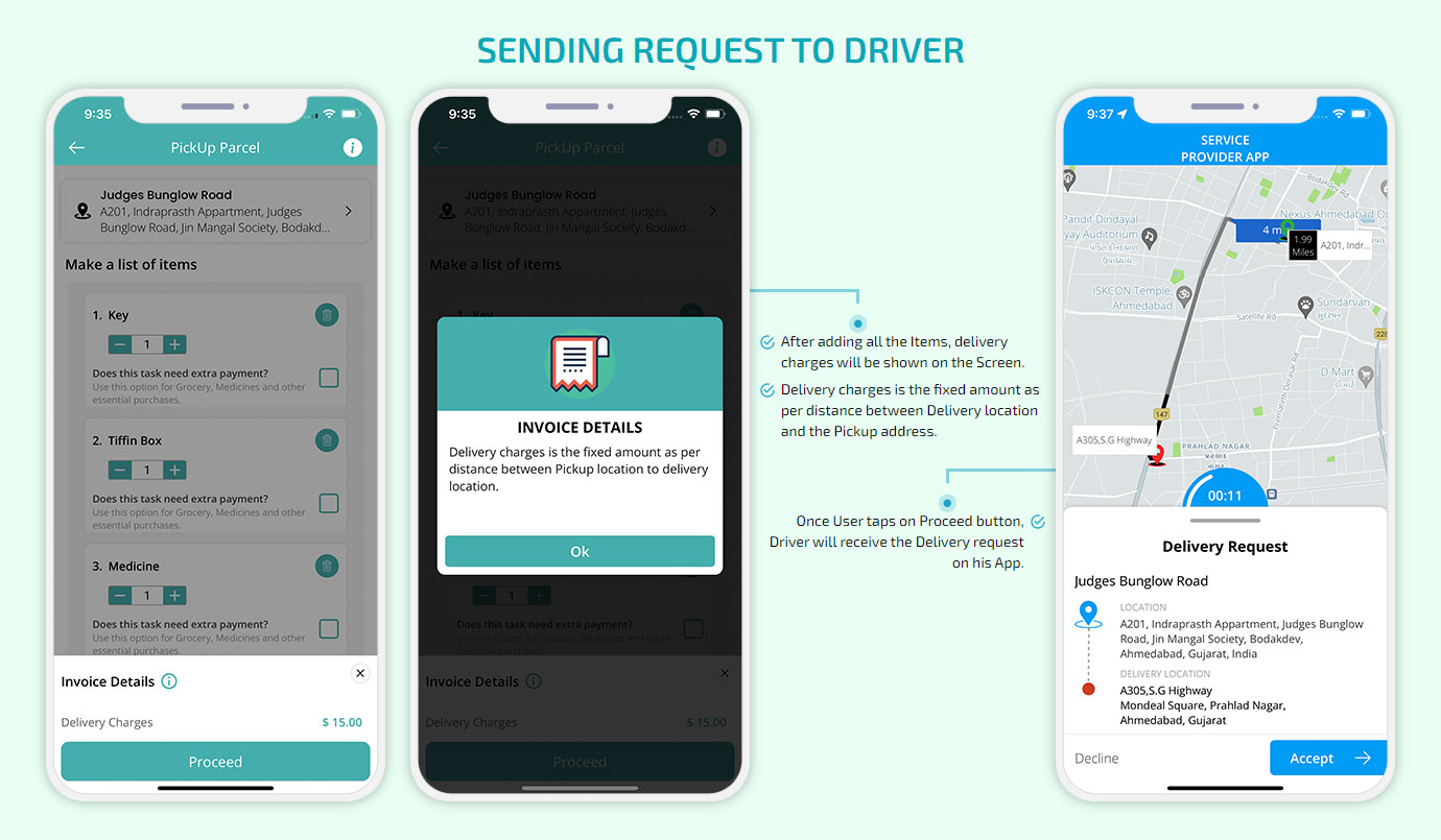 sending request to driver