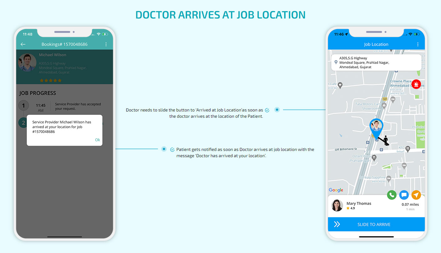 doctor arrives at job location