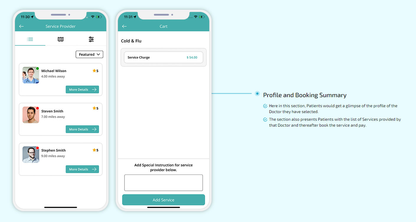 profile and booking summary