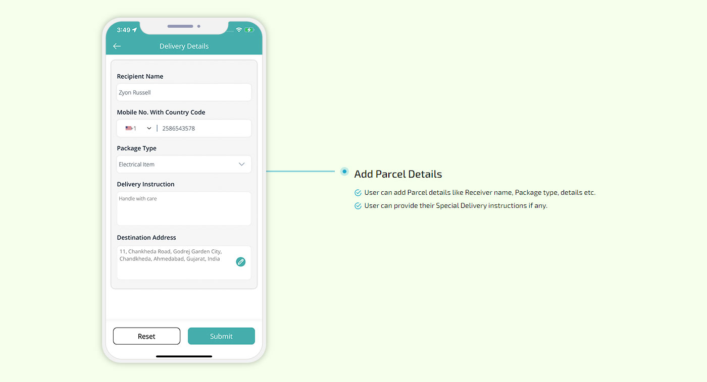 add parcel details